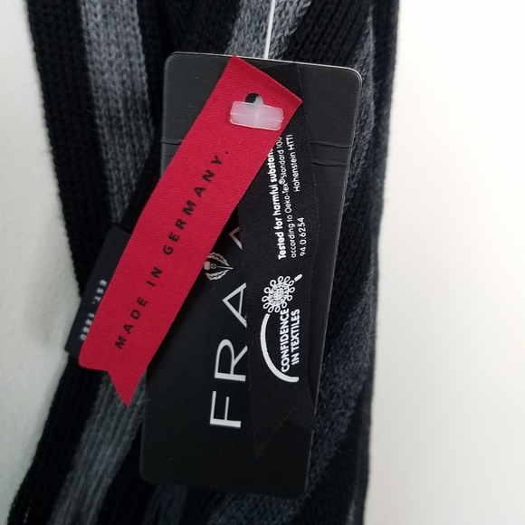 Fraas Wool Black Gray Stripe Knit Scarf - Picture 6 of 7